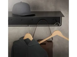 ML-Design 3Er Set Wandgarderobe mit Hakenleiste Kleiderstange 60x30x15cm Schwarz* Garderoben