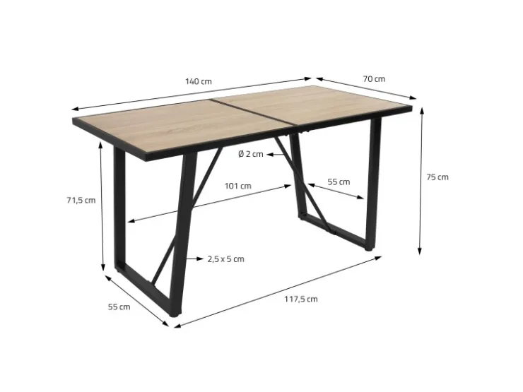 ML-Design Esstisch 140x70x75 cm Eiche Optik Rechteckiger für 6 Personen* Tische