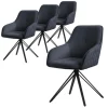ML-Design Esszimmerstühle Drehbar 4Er Set Textil Webstoff Schwarz Drehstuhl* Stühle
