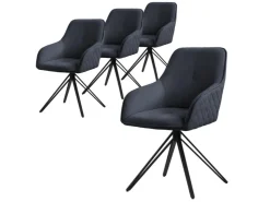 ML-Design Esszimmerstühle Drehbar 4Er Set Textil Webstoff Schwarz Drehstuhl* Stühle