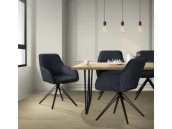 ML-Design Esszimmerstühle Drehbar 4Er Set Textil Webstoff Schwarz Drehstuhl* Stühle