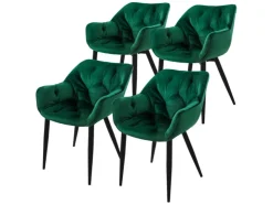 ML-Design Esszimmerstühle 4Er Set Dunkelgrün Küchenstuhl mit Dickem Samtstoff* Stühle