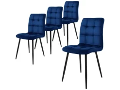 ML-Design Esszimmerstühle 4Er Set Dunkelblau mit Rückenlehne mit Samtbezug* Stühle