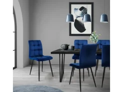 ML-Design Esszimmerstühle 4Er Set Dunkelblau mit Rückenlehne mit Samtbezug* Stühle