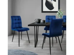 ML-Design Esszimmerstühle 4Er Set Dunkelblau mit Rückenlehne mit Samtbezug* Stühle