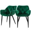 ML-Design Esszimmerstühle 2er Set Dunkelgrün aus Dickem Samtstoff* Stühle