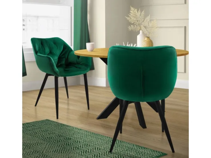 ML-Design Esszimmerstühle 2er Set Dunkelgrün aus Dickem Samtstoff* Stühle