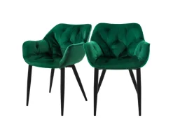 ML-Design Esszimmerstühle 2er Set Dunkelgrün aus Dickem Samtstoff* Stühle