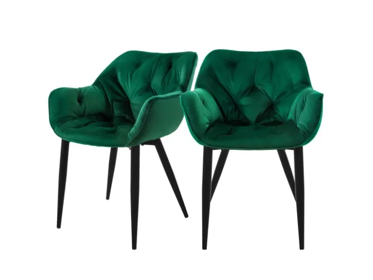 ML-Design Esszimmerstühle 2er Set Dunkelgrün aus Dickem Samtstoff* Stühle