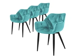 ML-Design Esszimmerstühle 4Er Set Petrol Küchenstuhl mit Dickem Samtstoff* Stühle