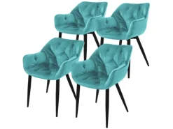 ML-Design Esszimmerstühle 4Er Set Petrol Küchenstuhl mit Dickem Samtstoff* Stühle