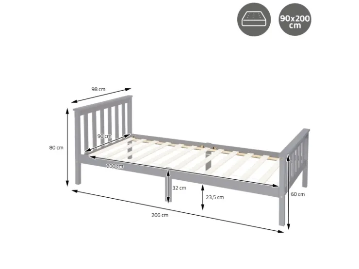ML-Design Holzbett 90x200 cm Bettgestell mit Lattenrost und Füße* Betten