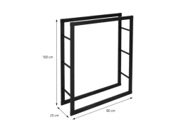 ML-Design Kaminholzregal 80x100x25 cm Rechteckig Schwarz Metall Innen/Außen