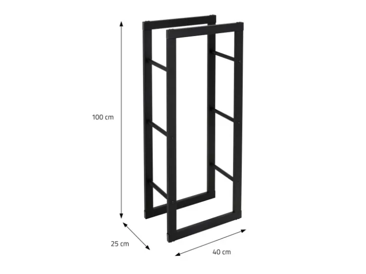 ML-Design Kaminholzregal 40x100x25cm Rechteckig Schwarz aus Metall Innen/Außen* Regale Schwarz|Holzregale