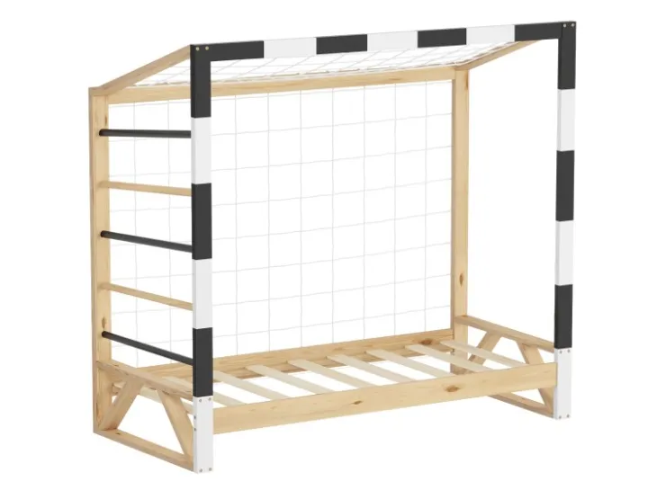 ML-Design Kinderbett Fußballtor 70x140 cm Schwarz-Weiß Kiefernholz* Betten