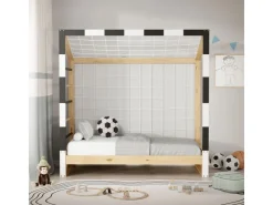 ML-Design Kinderbett Fußballtor 70x140 cm Schwarz-Weiß Kiefernholz* Betten