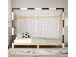 ML-Design Kinderbett Fußballtor 90x200 cm Schwarz-Weiß Kiefernholz
