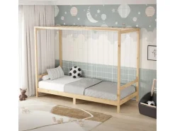 ML-Design Kinderbett Fußballtor 90x200 cm Natur Kiefernholz Massiv* Betten
