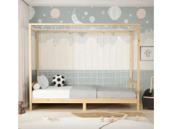 ML-Design Kinderbett Fußballtor 90x200 cm Natur Kiefernholz Massiv* Betten