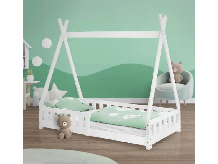 ML-Design Kinderbett Tipi 80x160 cm mit Rausfallschutz Lattenrost* Bettwäsche