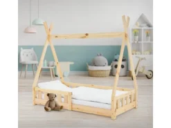 ML-Design Kinderbett Tipi 70x140cm Natur mit Rausfallschutz Lattenrost* Betten