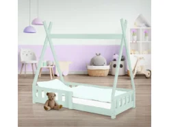 ML-Design Kinderbett Tipi 70x140 cm Mint mit Rausfallschutz Lattenrost* Betten