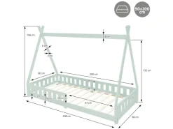 ML-Design Kinderbett Tipi 90x200 cm Mint mit Rausfallschutz Lattenrost* Bettwäsche