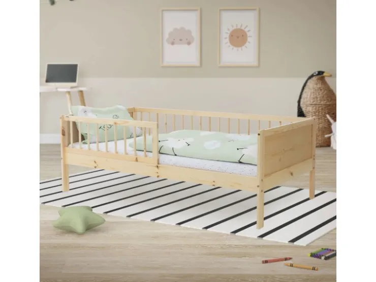 ML-Design Kinderbett 80x160 cm Natur Kinder Einzelbett mit Lattenrost
