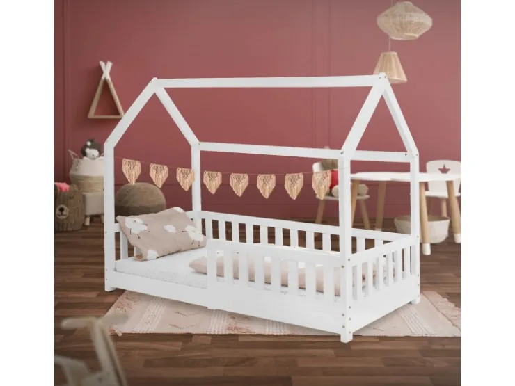 ML-Design Kinderbett 80x160 cm mit Rausfallschutz Dach Lattenrost* Betten