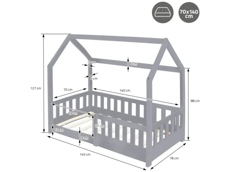 ML-Design Kinderbett 70x140 cm mit Rausfallschutz Lattenrost* Betten
