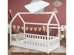 ML-Design Kinderbett 80x160 cm mit Matratze Rausfallschutz Dach