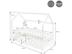 ML-Design Kinderbett 80x160 cm mit Matratze Rausfallschutz Dach