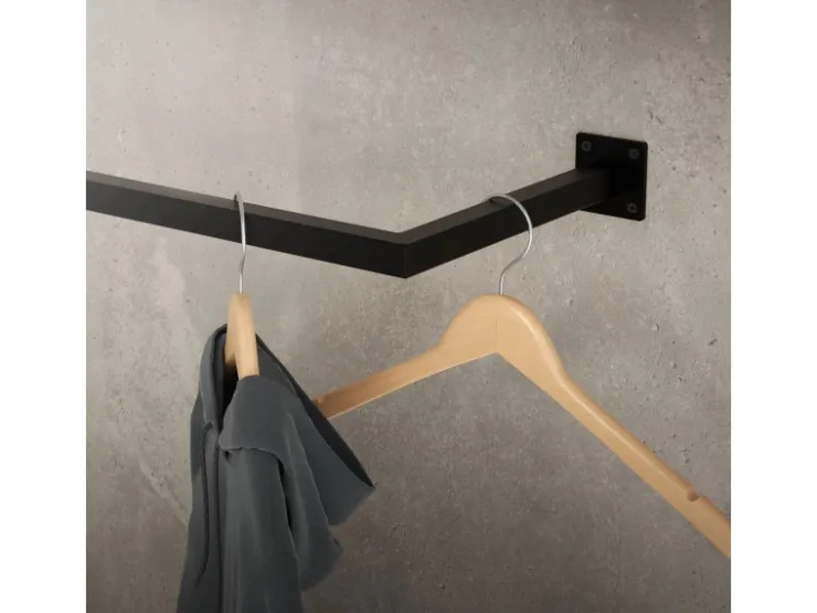 ML-Design Kleiderstange Rechteck für Wand T12cmxB110cm Schwarz aus Stahl U-Form* Garderoben