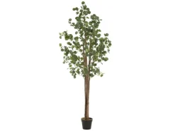 ML-Design Künstliche Eukalyptus 210cm Groß Kunstpflanze Naturholzstamm* Kunstpflanzen