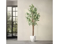 ML-Design Künstliche Eukalyptus 210cm Groß Kunstpflanze Naturholzstamm* Kunstpflanzen