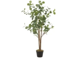 ML-Design Künstliche Eukalyptus 120cm Groß Kunstpflanze Naturholzstamm