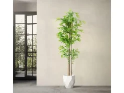 ML-Design Künstlicher Bambus 210cm Groß Kunstpflanze mit Echtholzstamm* Kunstpflanzen