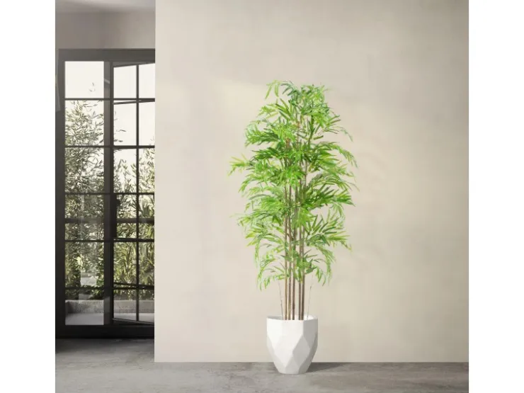 ML-Design Künstlicher Bambus 180cm Groß Kunstpflanze mit Echtholzstamm* Kunstpflanzen