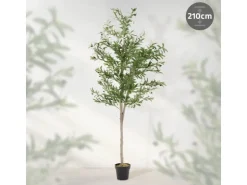 ML-Design Künstlicher Olivenbaum im Topf 210cm Groß mit Naturholzstamm* Kunstpflanzen