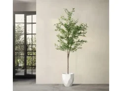 ML-Design Künstlicher Olivenbaum im Topf 210cm Groß mit Naturholzstamm* Kunstpflanzen