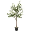 ML-Design Künstlicher Olivenbaum im Topf 120cm Groß mit Naturholzstamm* Kunstpflanzen