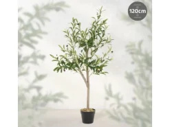 ML-Design Künstlicher Olivenbaum im Topf 120cm Groß mit Naturholzstamm* Kunstpflanzen