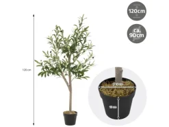 ML-Design Künstlicher Olivenbaum im Topf 120cm Groß mit Naturholzstamm* Kunstpflanzen
