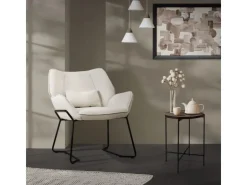 ML-Design Loungesessel Beige mit Leinenbezug mit Armlehne und Rückenlehne
