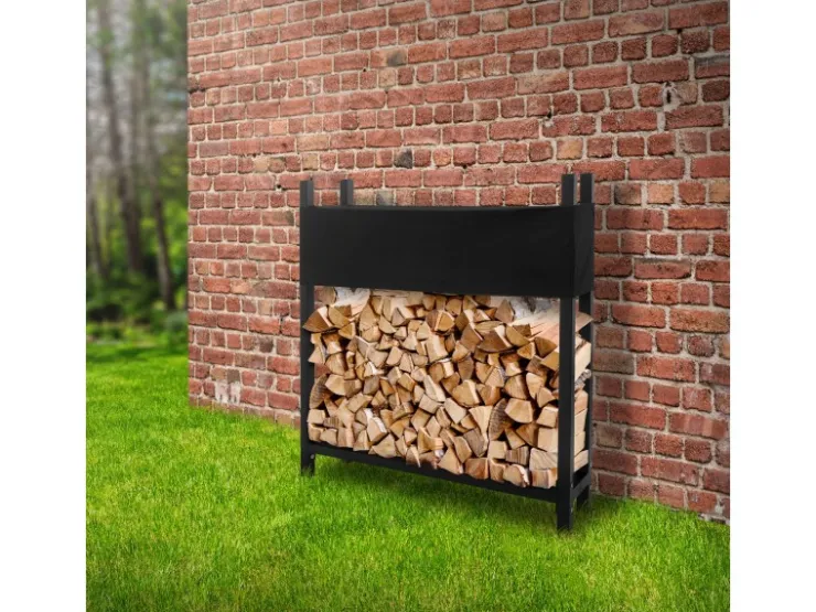 ML-Design Metall Kaminholzregal mit Abdeckung 113x25x115 cm Anthrazit Stahl