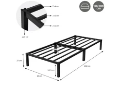 ML-Design Metallbett 90x200cm auf Stahlrahmen mit Lattenrost Bettgestell