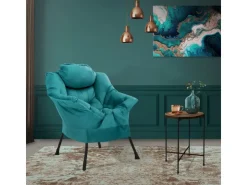 ML-Design Relaxsessel Petrol mit Armlehnen Kopfkissen und Seitentasche* Kissen