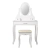 ML-Design Schminktisch Weiß mit Spiegel Hocker 3 Schubladen 75x140x40 cm aus MDF
