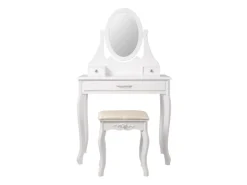 ML-Design Schminktisch Weiß mit Spiegel Hocker 3 Schubladen 75x140x40 cm aus MDF