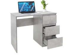 ML-Design Schreibtisch mit 3 Schubladen 90x76x50cm Arbeitstisch Beton-Optik* Tische